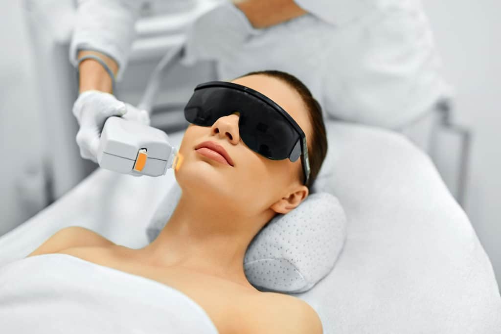 Photo of person receiving IPL face treatment